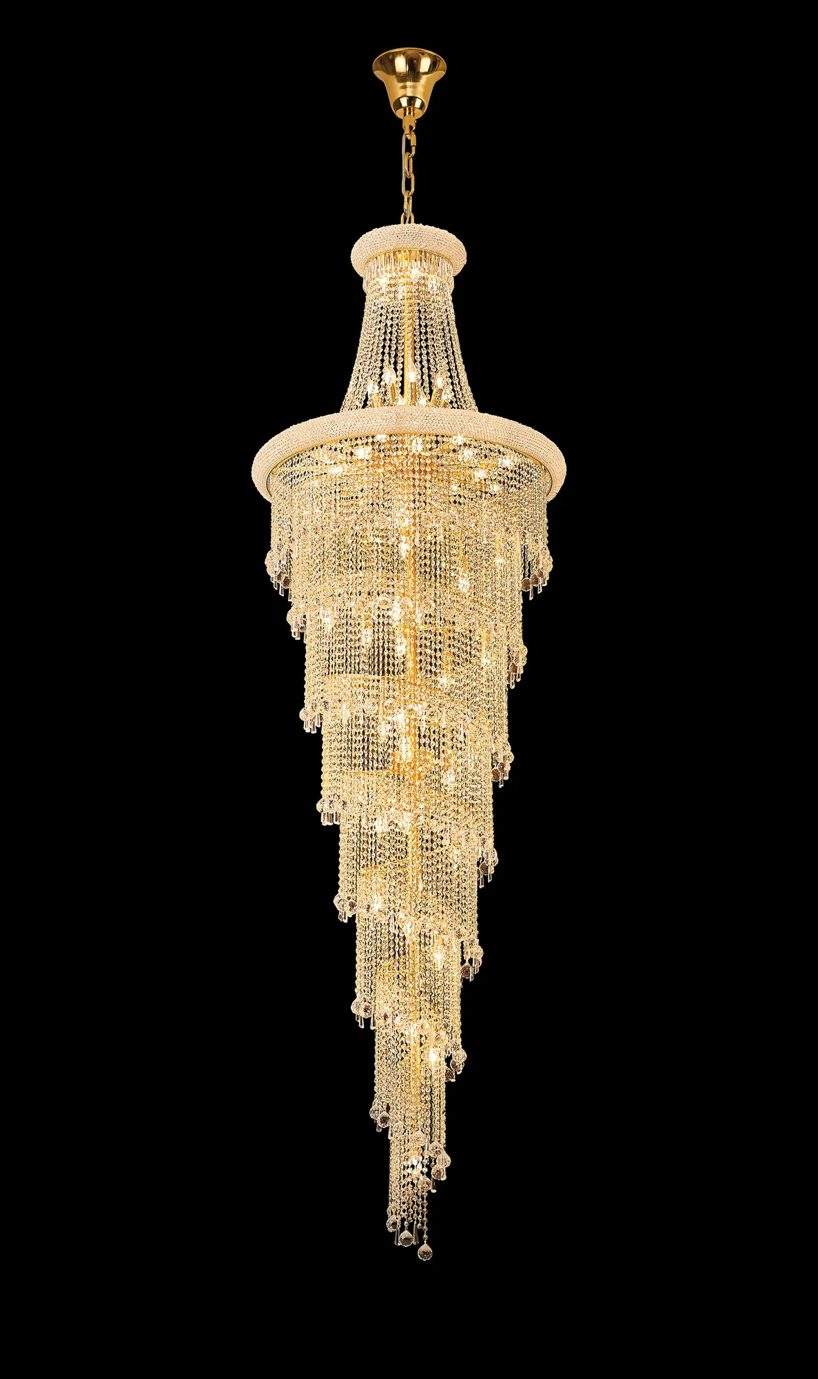 Alexandra Gold Crystal Ceiling Lights Diyas Statement Crystal Fittings